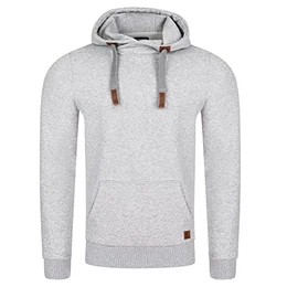 Herren Kapuzenpullover RIVNiklas Pullover Sweatshirt Hoodie Kapuze Kängurutaschen Cross-Over-Kragen Regular Einfarbig Baumwolle Grau 5XL, Größe:5XL, Farbe:Grey Melange Standard 1 (BJD)