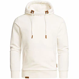 Herren High Neck Kapuzenpullover Sweatjacke Pullover Hoodie Sweatshirt 4024 Weiß M