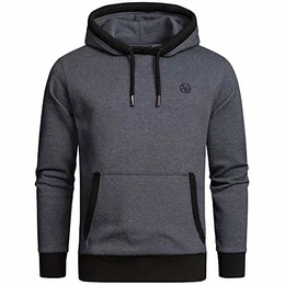 Herren Basic Kapuzenpullover Sweatjacke Pullover Hoodie Sweatshirt 4051 Blau/Schwarz M