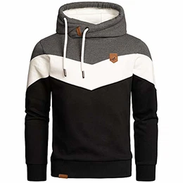 Amaci&Sons Herren Basic Kapuzenpullover Sweatjacke Pullover Hoodie Sweatshirt 4052 Anthrazit/Weiß/Schwarz L
