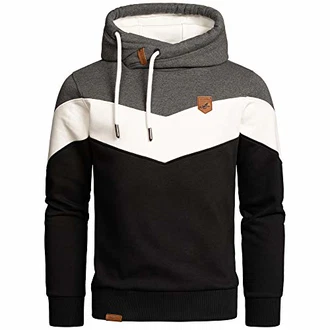 Amaci&Sons Herren Basic Kapuzenpullover Sweatjacke Pullover Hoodie Sweatshirt(4052) Anthrazit/Weiß/Schwarz
