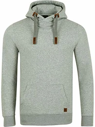 Herren Kapuzenpullover RIVNiklas Pullover Sweatshirt Hoodie Kapuze Kängurutaschen Cross-Over-Kragen Regular Einfarbig Baumwolle Grau M (M, Grey Melange Standard 1 (BJD))