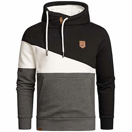Herren Basic Kapuzenpullover Sweatjacke Pullover Hoodie Sweatshirt 4060 Schwarz/Weiß/Anthrazit XXL