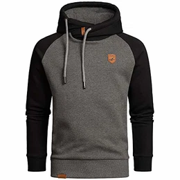 Herren Basic Kapuzenpullover Sweatjacke Pullover Hoodie Sweatshirt 4053 Anthrazit/Schwarz M