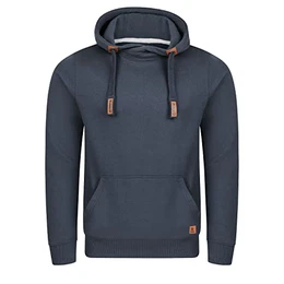 Herren Kapuzenpullover RIVNiklas Regular Fit Hoodie Tasche Pullover Streetwear Cross-Over-Kragen Kapuze Blau M (M, Navy (BJD))