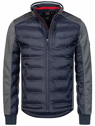 Indicode Herren Alterio Steppjacke mit Softshell-Ärmeln gefütterte sportliche Übergangsjacke in Daunenjacken-Optik Herrenjacke Moderne leichte Winterjacke warme Jacke für Männer Navy M