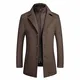YOUTHUP Men''''s Wool Coat 2 in 1 Business Regular Wool Coat with Removable Vest Midi Length Duffle Coat Raincoat