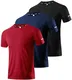 Herren 3er Pack Sport Tshirts Kurzarm Funktionsshirt Laufshirt Mesh Schnelltrocknend Atmungsaktiv Sport T-Shirts Sommer Fitness Trainingsshirt Running Shirts für Männer Black/Navy/Red-3P01-M