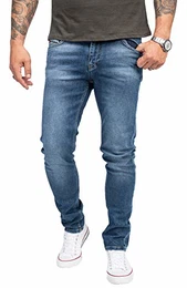 Indumentum Jeans Herren Slim Fit Hose Stretch Männer Jeans Hosen Herrenjeans Denim Herrenhose Mens Pant Stretchjeans Authentic-Look Blau IS-303 W32 L32