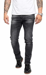 Indumentum Jeans Herren Slim Fit Hose Stretch Männer Jeans Hosen Herrenjeans Denim Herrenhose Mens Pant Stretchjeans Laser-Effekt Anthrazit IS-302 W32 L32