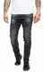 Indumentum Jeans Herren Slim Fit Hose Stretch Männer Jeans Hosen Herrenjeans Denim Herrenhose Mens Pant Stretchjeans Laser-Effekt Anthrazit IS-302 W32 L32