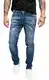 Indumentum Jeans Herren Slim Fit Hose Stretch Männer Jeans Hosen Herrenjeans Denim Herrenhose Mens Pant Stretchjeans Laser-Effekt Blau IS-300 W32 L32