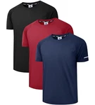 Holure Herren 3er Pack Sports Atmungsaktiv Schnelltrocknend Kurzarm T-Shirts Schwarz/Dunkelblau/Rot