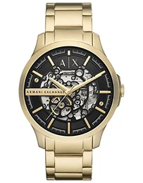 Herren-Automatikuhr mit drei Zeigern, Edelstahl, Gehäusegröße 46 mm