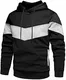 Rave on Friday Unisex Hoodie Schwarz Patchwork Fleece Pullover Langarm Farbblock Sweatshirt Atmungsaktive Sport Outwear Hoody Casual Tops mit Kanga Tasche und Kordelzug für Herren Damen M