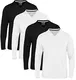 FULL TIME SPORTS® Tech 4 6 Pack einfarbige langärmlige Kurzarm Top V-Ausschnitt Herren T-Shirts (Medium, 4 Packung - SCHWARZ & Weiss)