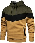Rave on Friday Unisex Hoodie Patchwork Fleece Pullover Langarm Farbblock Sweatshirt Atmungsaktive Sport Outwear Casual Tops mit Kanga Tasche und Kordelzug Armeegrün