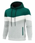 Rave on Friday Unisex Hoodie Patchwork Fleece Pullover Langarm Farbblock Sweatshirt Atmungsaktive Sport Outwear Casual Tops mit Kanga Tasche und Kordelzug Grau/Farbblock