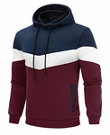 Rave on Friday Unisex Hoodie Patchwork Fleece Pullover Langarm Farbblock Sweatshirt Atmungsaktive Sport Outwear Casual Tops mit Kanga Tasche und Kordelzug Dunkelblau