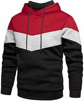 Rave on Friday Unisex Hoodie Patchwork Fleece Pullover Langarm Farbblock Sweatshirt Atmungsaktive Sport Outwear Casual Tops mit Kanga Tasche und Kordelzug