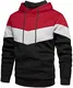 Rave on Friday Unisex Hoodie Rot Patchwork Fleece Pullover Langarm Farbblock Sweatshirt Atmungsaktive Sport Outwear Hoody Casual Tops mit Kanga Tasche und Kordelzug für Herren Damen M