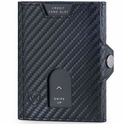 VON HEESEN® Slim Wallet mit Münzfach und RFID-Schutz Carbon-Schwarz