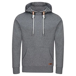riverso Herren Kapuzenpullover RIVLuca Hoodie Sweatshirt Pullover Kapuze Kängurutaschen Regular Fit Grau
