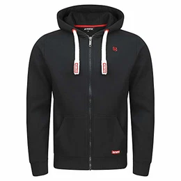 Herren Kapuzenjacke RIVNoah Sweatjacke Sweatshirt Kapuzenpullover Hoodie Kapuze Reißverschluss Basic Einfarbig Baumwolle Schwarz M (M, Black-Formula Red (24002))
