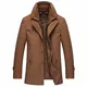 YOUTHUP Herren Wollmantel Winter Lang Warm Mantal Winteljacke Freizeit Stehkragen