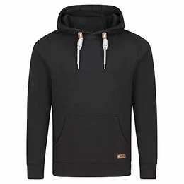 Herren Kapuzenpullover RIVLuca Hoodie Sweatshirt Pullover Kapuze Kängurutaschen Regular Fit Einfarbig Baumwolle Schwarz M, Größe:M, Farbe:Black (24000)