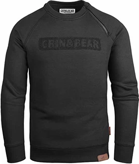 Grin&Bear Herren Crew Neck mit Design Rubber Zip (GEC541)