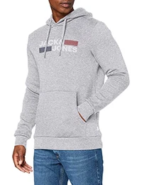 Herren Jjecorp Logo Sweat Hood Noos Kapuzenpullover, Light Grey Melange/Detail:PLAY - REG, M