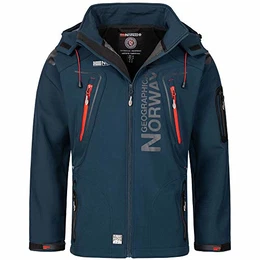 Geographical Norway Herren Softshell Funktions Outdoor Jacke wasserabweisend im Bundle mit urbandreamz Beanie (M, Navy TN)