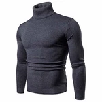 CELANDA Herren Strickpullover Stehkragen Turtleneck Sweater Slim Fit Rollkragen Pullover Warme Strickpullover Dunkel Grau