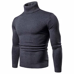 CELANDA Herren Strickpullover Stehkragen Turtleneck Sweater Slim Fit Rollkragen Pullover Warme Strickpullover Dunkel Grau