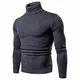 CELANDA Herren Strickpullover Stehkragen Turtleneck Sweater Slim Fit Rollkragen Pullover Warme Strickpullover Dunkel Grau Größe:M/Etikettengröße:L