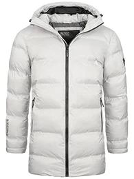 Herren Parkkish Winterparka mit Kapuze Herrenjacke Herrenparka für Männer Offwhite M