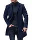 Gemijacka Mantel Herren Winter Wollmantel Slim Fit Lange Jacke Herren Business Blau M