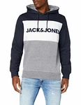 JACK & JONES Herren Jjelogo Blocking Sweat Hood Sts Kapuzenpullover Navy Blazer