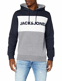 Herren Jjelogo Blocking Sweat Hood Sts Kapuzenpullover, Navy Blazer, M EU