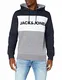 JACK & JONES Herren Jjelogo Blocking Sweat Hood Sts Kapuzenpullover, Navy Blazer, M EU