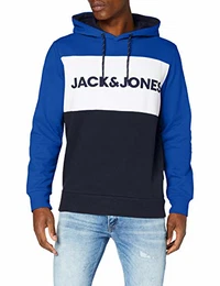 Herren Jjelogo Blocking Sweat Hood Sts Kapuzenpullover, Classic Blue/Fit:reg, M EU