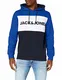 JACK & JONES Herren Jjelogo Blocking Sweat Hood Sts Kapuzenpullover, Classic Blue/Fit:reg, M EU