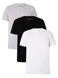 Lacoste Herren T-Shirt TH3451 (3er Pack) Weiß/Silber Chine