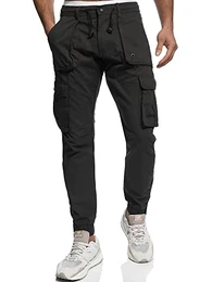 Herren Leonard Cargohose aus Baumwoll-Mix mit 5 Taschen Cargo Hose f. Männer Raven M