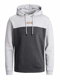 Herren JCORETAIL Sweat Hood NOV LTN Kapuzenpullover, Light Grey Melange/Detail:New Light Grey Melange/SCAN Print, M