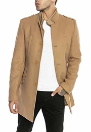 Herren Mantel Winterjacke elegante Jacke Slim-Fit Transformable Braun M