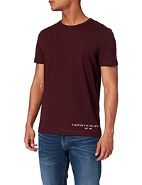 Herren Hilfiger Logo Tee T-Shirt, Burgunderrot, M