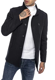 Herren Jacke Mantel mit Stehkragen Elegant Schick Casual Blau XL