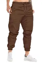 Herren Hosen Slim Fit Casual Jogger Sporthose Freizeithose Cargo Chino Jeans Hose (M, Braun 01)